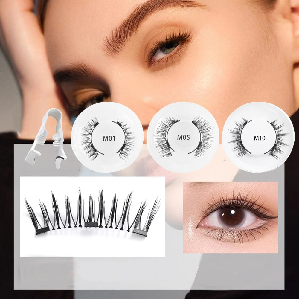 1 Pair Magnetic False Eyelashes 3D Makeup Eyelash Extension Tool Eyelash Tweezers Cosmetics Natural Mink Fake Lashes No Glue