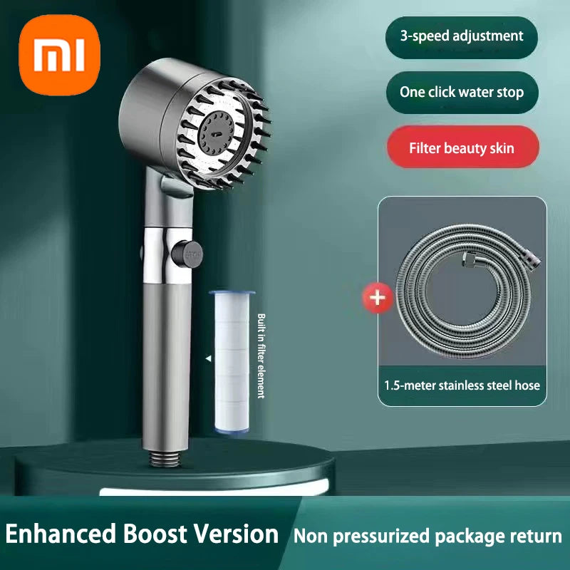 XIAOMI High Pressurized Filter Shower Head 3-Mode Adjustable Spray with Massage Brush Rain Faucet Shower Set Bathroom Accessory